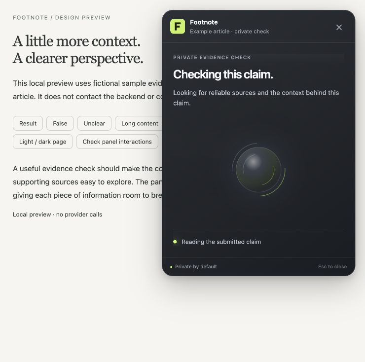 Footnote's loading panel with its original orbit animation and Reading the submitted claim status